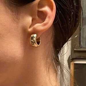 Vintage gold plated Huggies with studs reversible high hoops